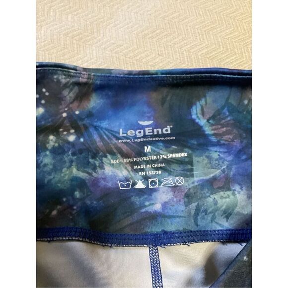 LegEnd High - Waisted Printed Leggings Black / Blue Full Length M - Picture 2 of 5